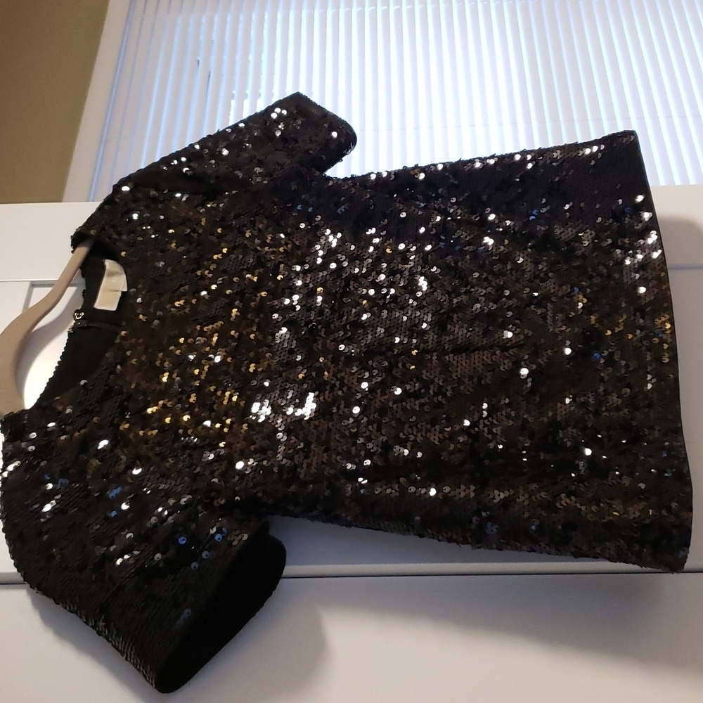 Michael Kors Black Sequin Short Top - Picture 3 of 8